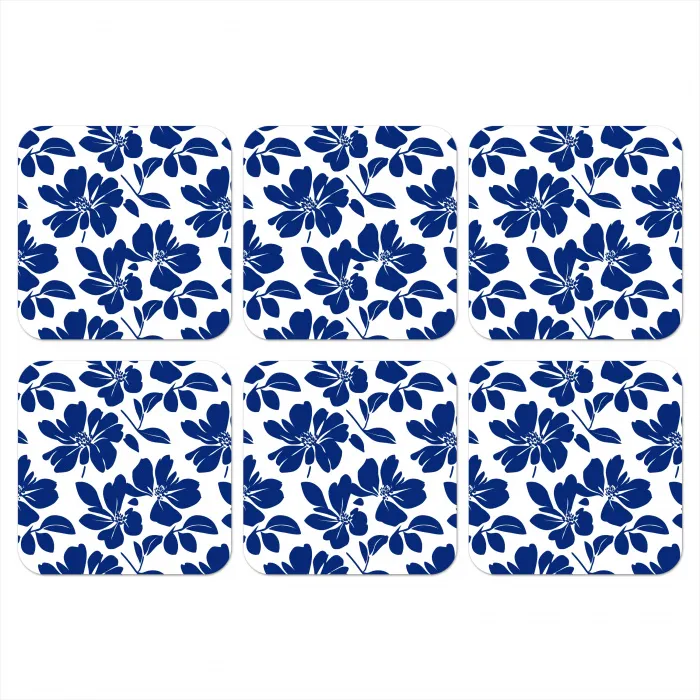 Floraal - Modern - Blauw onderzetter kurk middel 366 -3d
