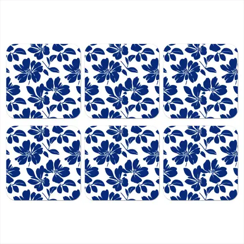 Floraal - Modern - Blauw onderzetter kurk middel 366 -3d