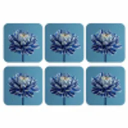 Bloem - Blauw - Bloemblaadjes - Streepjes onderzetter kurk middel -3d