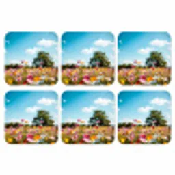 Bloemenweide - Blauw - Lucht - Kleuren onderzetter kurk middel -3d