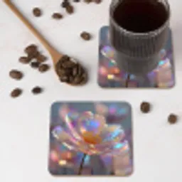 Bloem - Transparant - Pastelkleuren - Druppels onderzetter kurk middel -sfeer2