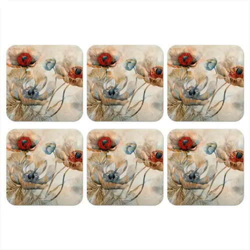 Bloemen - Beige - Modern - Illustratie onderzetter kurk middel -3d