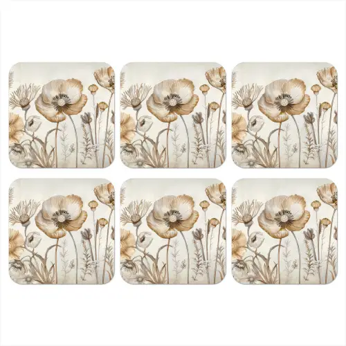 Bloemen - Beige - Natuur - Illustratie onderzetter kurk middel -3d