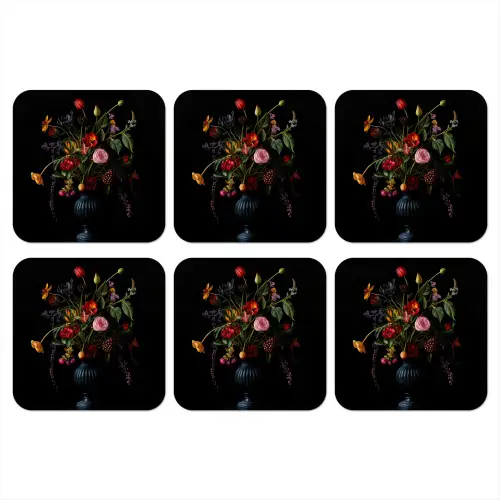 Bloemen - Bessen - Klassiek onderzetter kurk middel -3d