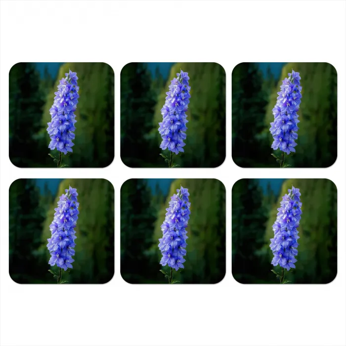 Bloemen - Blauw - Dennenboom onderzetter kurk middel -3d