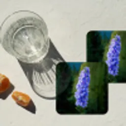 Bloemen - Blauw - Dennenboom onderzetter kurk middel -sfeer4