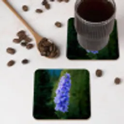 Bloemen - Blauw - Dennenboom onderzetter kurk middel -sfeer2