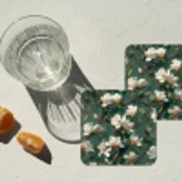 Bloemen - Takken - Wit - Klassiek onderzetter kurk middel -sfeer4
