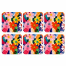 Bloemen - Kleurrijk - Stippen onderzetter kurk middel -3d