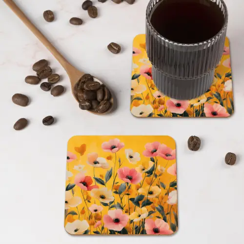 Bloemen - Veld - Geel onderzetter kurk middel -sfeer2
