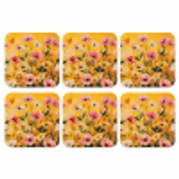 Bloemen - Veld - Geel onderzetter kurk middel -3d