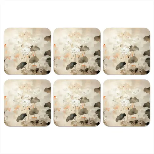 Bloemen - Japandi - Wabi sabi onderzetter kurk middel -3d