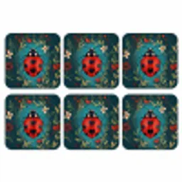 Bloemen - Lieveheersbeestje - Hartje - Rood onderzetter kurk middel -3d