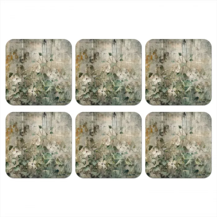 Bloemen - Bladeren - Abstract - Modern onderzetter kurk middel -3d