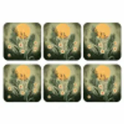 Bloemen - Bladeren - Zon - Groen onderzetter kurk middel -3d