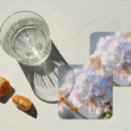 Bloemen - Lichtblauw - Wazig - Trosje onderzetter kurk middel -sfeer4