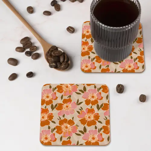 Bloemen - Motief - Retro onderzetter kurk middel 366 -sfeer2