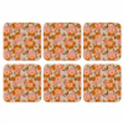 Bloemen - Motief - Retro onderzetter kurk middel 366 -3d