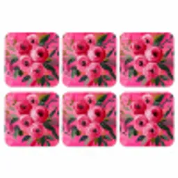 Bloemen - Verf - Roze onderzetter kurk middel -3d