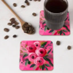 Bloemen - Verf - Roze onderzetter kurk middel -sfeer2