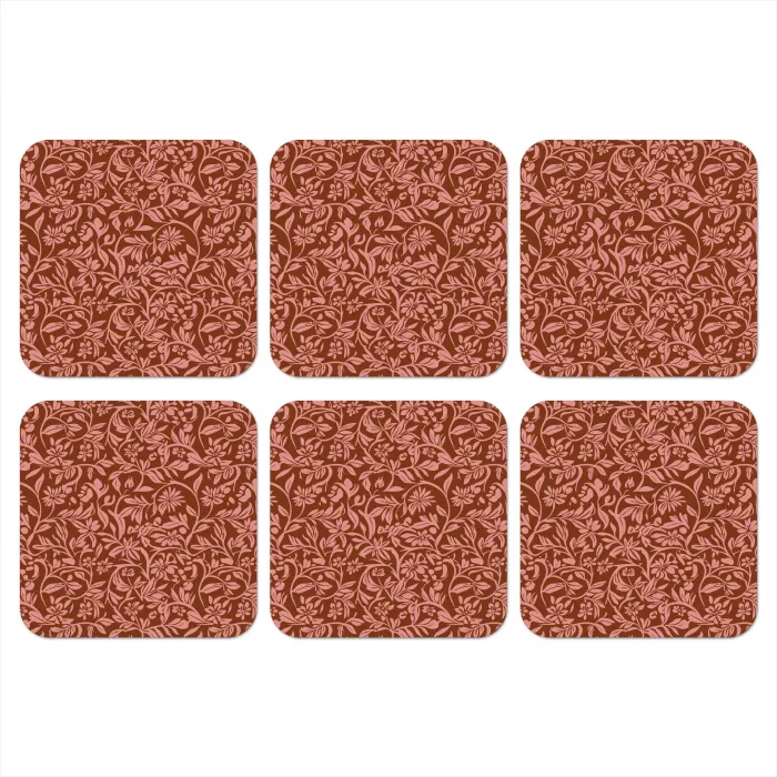 Bloemen - Print - Roze onderzetter kurk middel 366 -3d