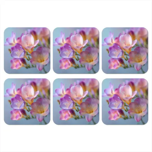 Bloemen - Paars - Overloop - Meeldraden onderzetter kurk middel -3d