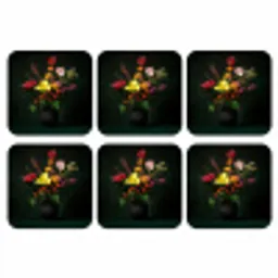 Bloemen - Vaas - Zwart onderzetter kurk middel -3d