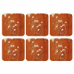 Bloemen - Wit - Subtiel - Roestkleur onderzetter kurk middel -3d