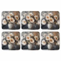 Bloemen - Wit - Vaas - Modern onderzetter kurk middel -3d