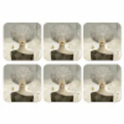 Pluis - Vrouw - Beige onderzetter kurk middel -3d