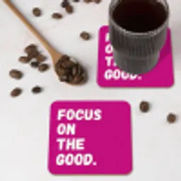 Focus on the good - Roze - Simple onderzetter kurk middel -sfeer2