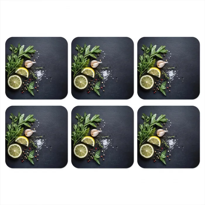 Verse ingrediënten - Compositie - Artistiek onderzetter kurk middel -3d