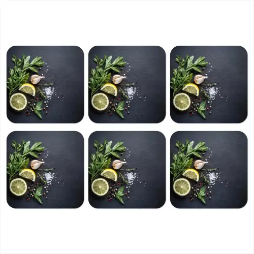 Verse ingrediënten - Compositie - Artistiek onderzetter kurk middel -3d