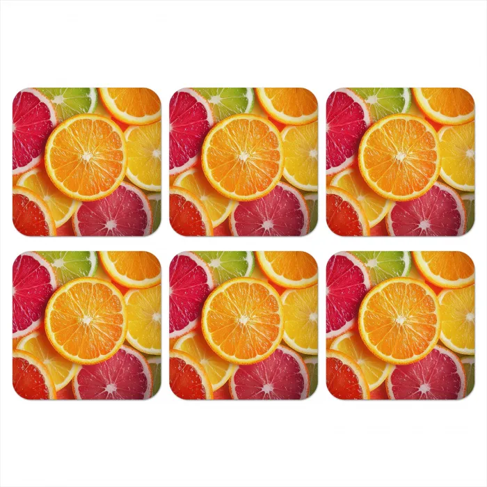 Fruit - Kleurrijk - Close up onderzetter kurk middel -3d