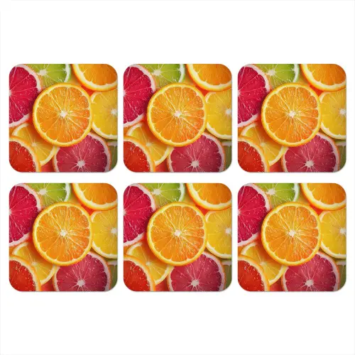 Fruit - Kleurrijk - Close up onderzetter kurk middel -3d