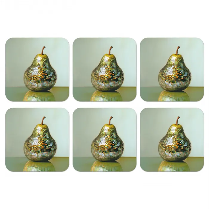 Fruit - Disco - Art - Glitter onderzetter kurk middel -3d