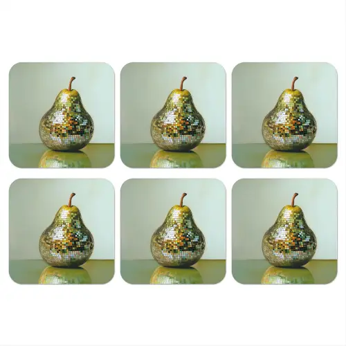 Fruit - Disco - Art - Glitter onderzetter kurk middel -3d