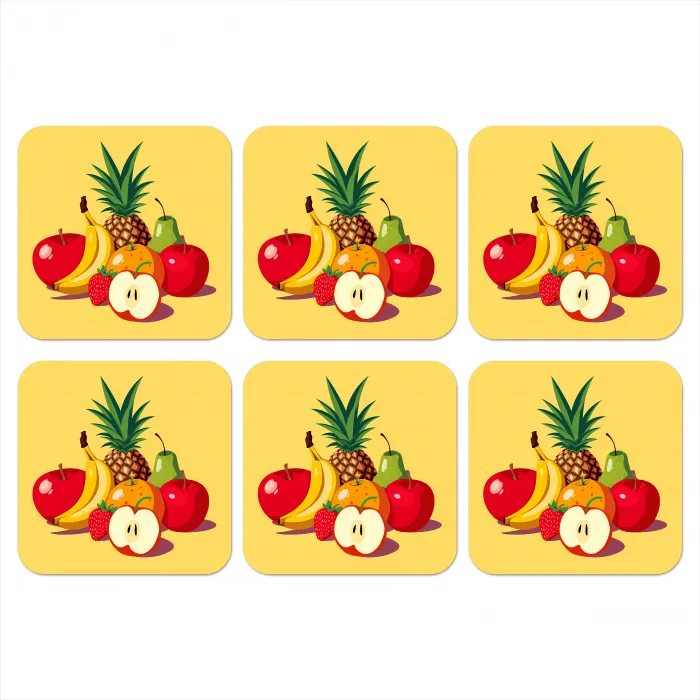 Fruit - Illustratie - Kleurrijk onderzetter kurk middel -3d