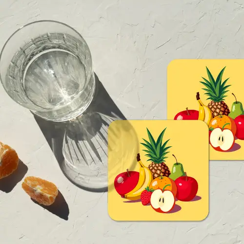 Fruit - Illustratie - Kleurrijk onderzetter kurk middel -sfeer4