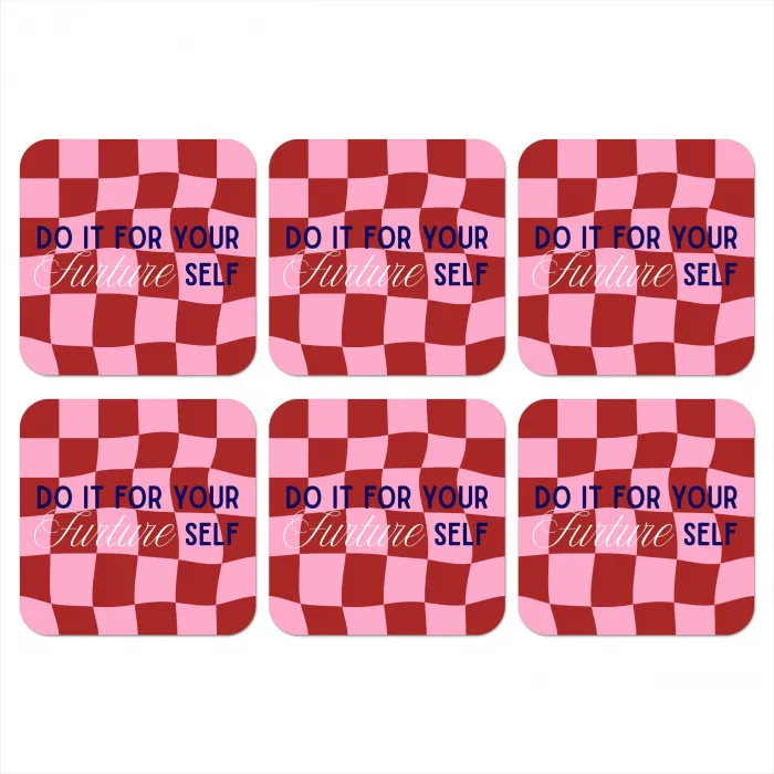 Furture - Geblokt - Rood onderzetter kurk middel -3d