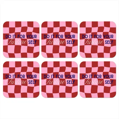Furture - Geblokt - Rood onderzetter kurk middel -3d