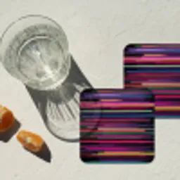 Gaming - Abstract - Lijnen - Horizontaal - Kleurrijk onderzetter kurk middel -sfeer4