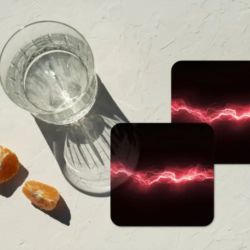 Gaming - Rood - Elektriciteit - Energie - Lijn onderzetter kurk middel -sfeer4