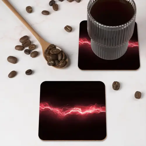 Gaming - Rood - Elektriciteit - Energie - Lijn onderzetter kurk middel -sfeer2