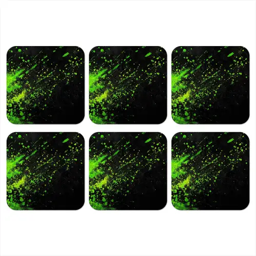 Gaming - Spetters - Groen - Chaotisch - Groen onderzetter kurk middel -3d