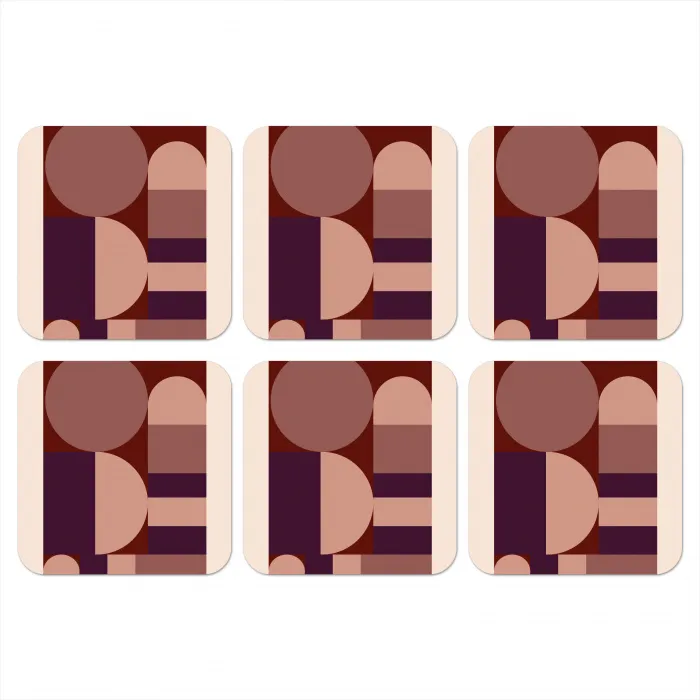 Geometrisch - Cirkels - Rood onderzetter kurk middel -3d