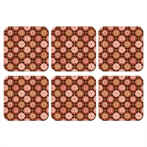 Geometrisch - Bloemen - Kleurrijk onderzetter kurk middel 366 -3d