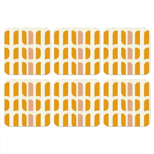 Geometrisch - Patroon - Geel - Roze onderzetter kurk middel 366 -3d