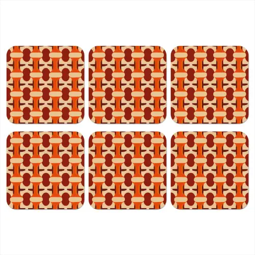 Geometrisch - Retro - Oranje onderzetter kurk middel 366 -3d