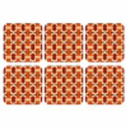 Geometrisch - Retro - Oranje onderzetter kurk middel 366 -3d